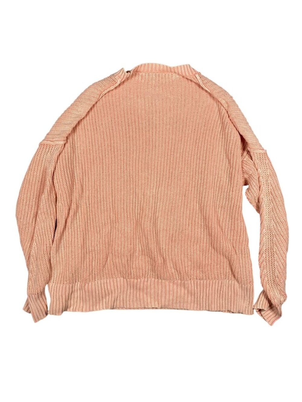 American Eagle Womens Oversized Knit Sweater Peach Pink Crew Neck 100% Cotton M - Picture 3 of 8